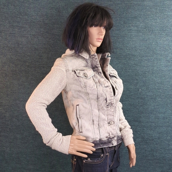 Express Gray Denim Hoodie Jacket/Sweater Please Read Description! - Picture 1 of 11